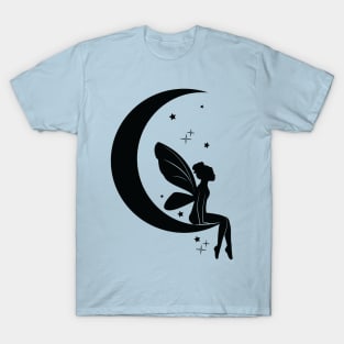 Magical Fairy Sitting on a Waning Crescent Moon T-Shirt